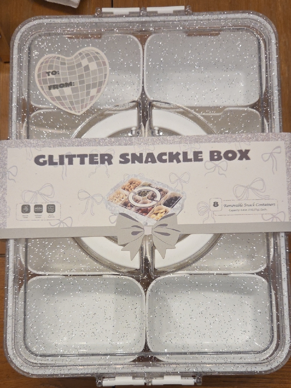 Glitter Snackle Box - Sparkling Clear Snack Organizer